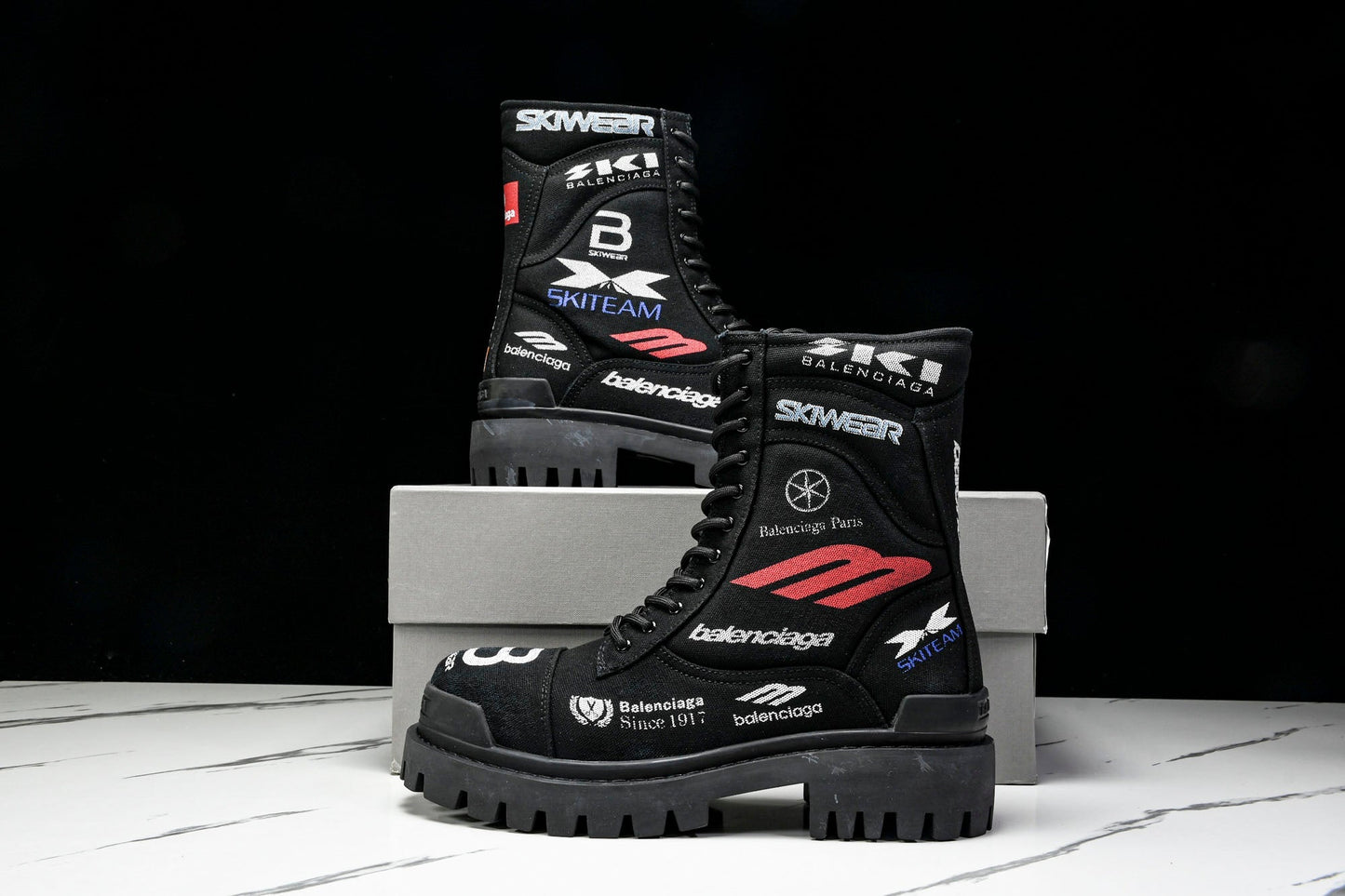 Вalenciaga Combat Strike Boot 'Black Logos'