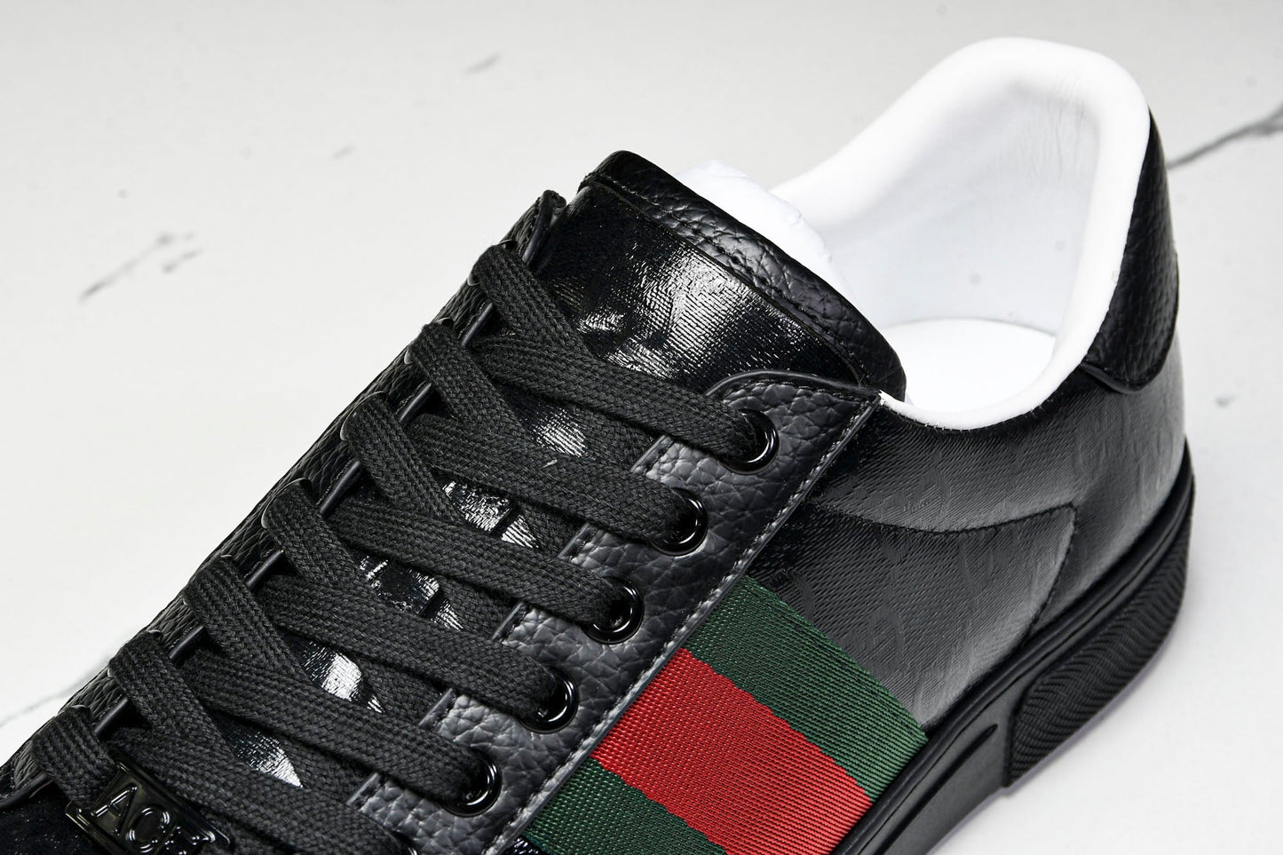 Guссi Ace Web 'Glossy Black Monogram'