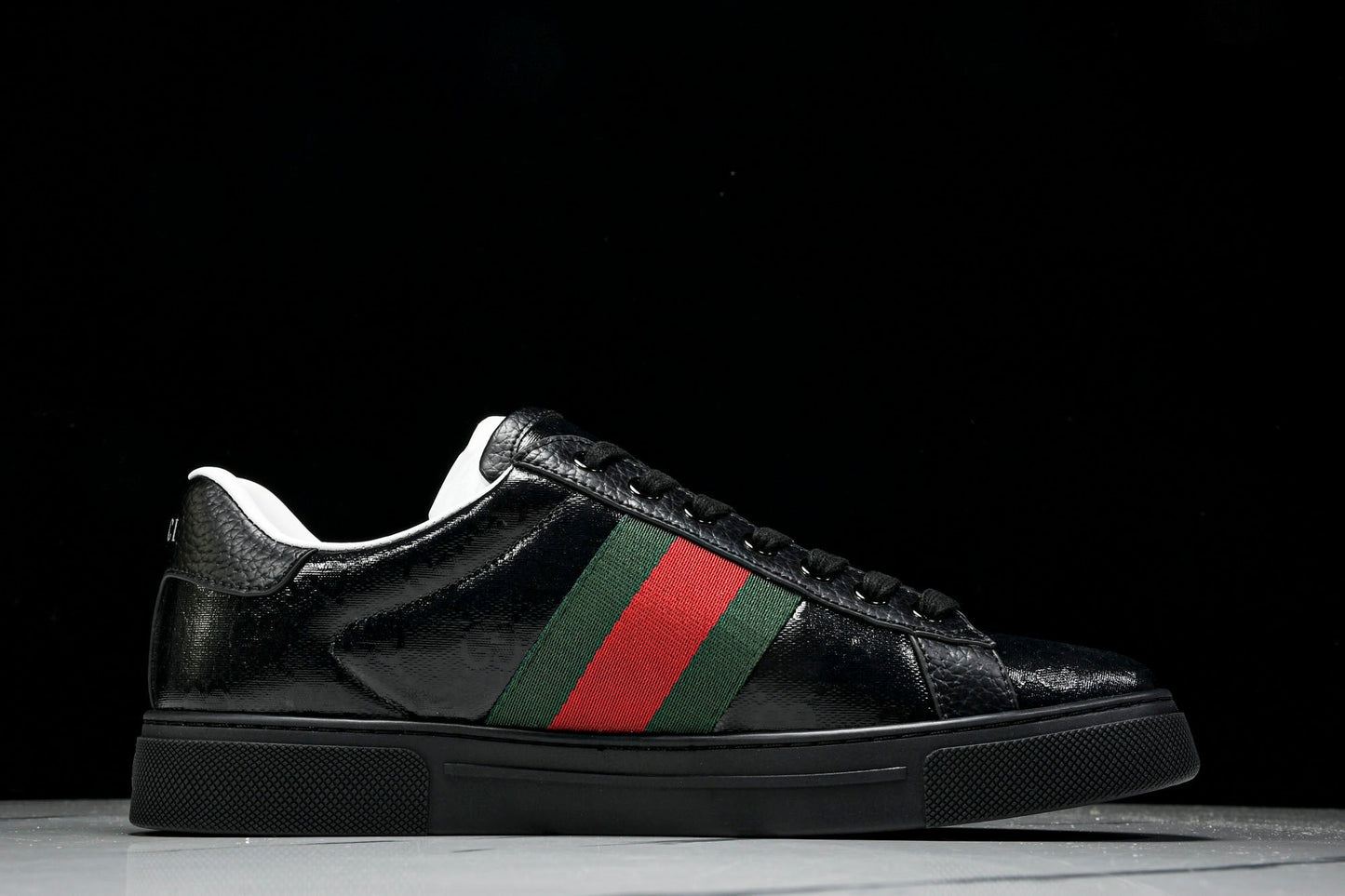 Guссi Ace Web 'Glossy Black Monogram'