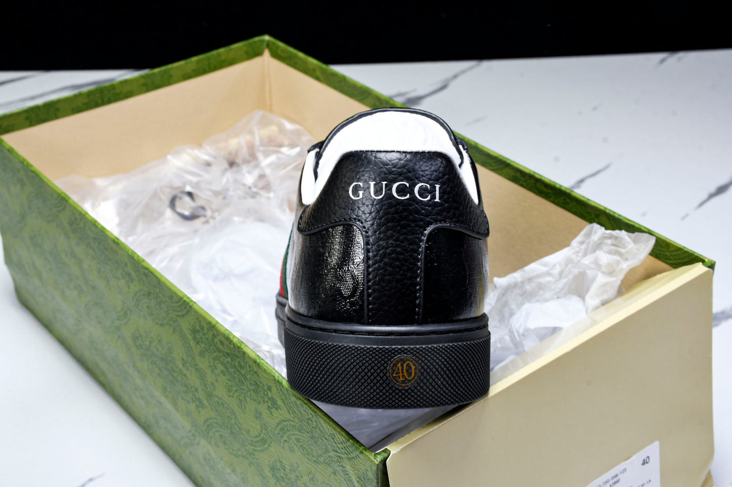 Guссi Ace Web 'Glossy Black Monogram'