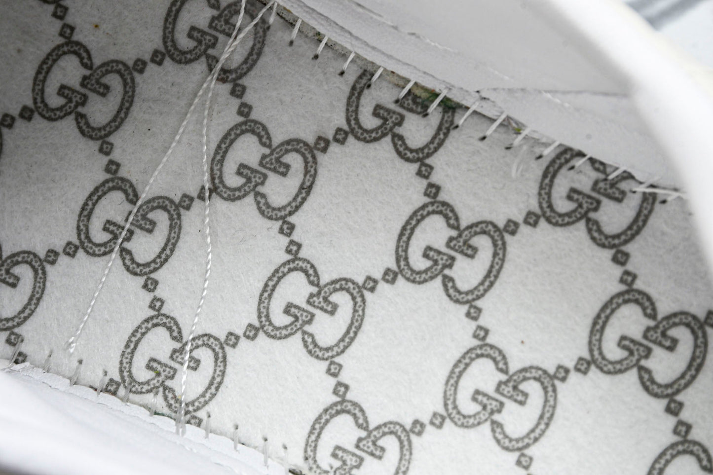Guссi Ace Web 'Embossed White Monogram'