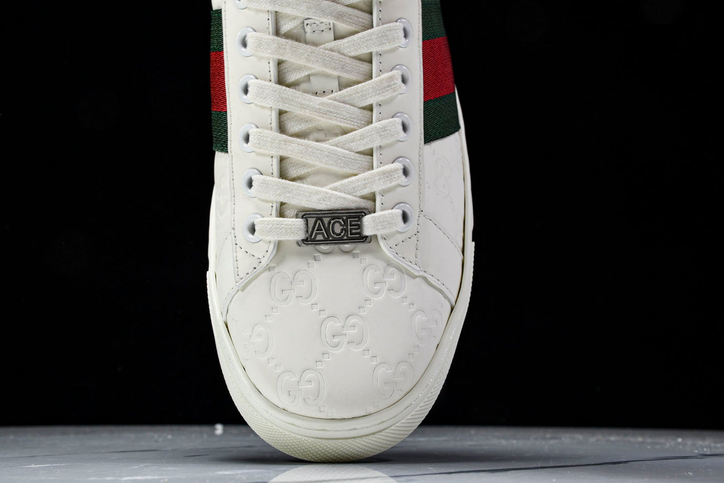 Guссi Ace Web 'Embossed White Monogram'