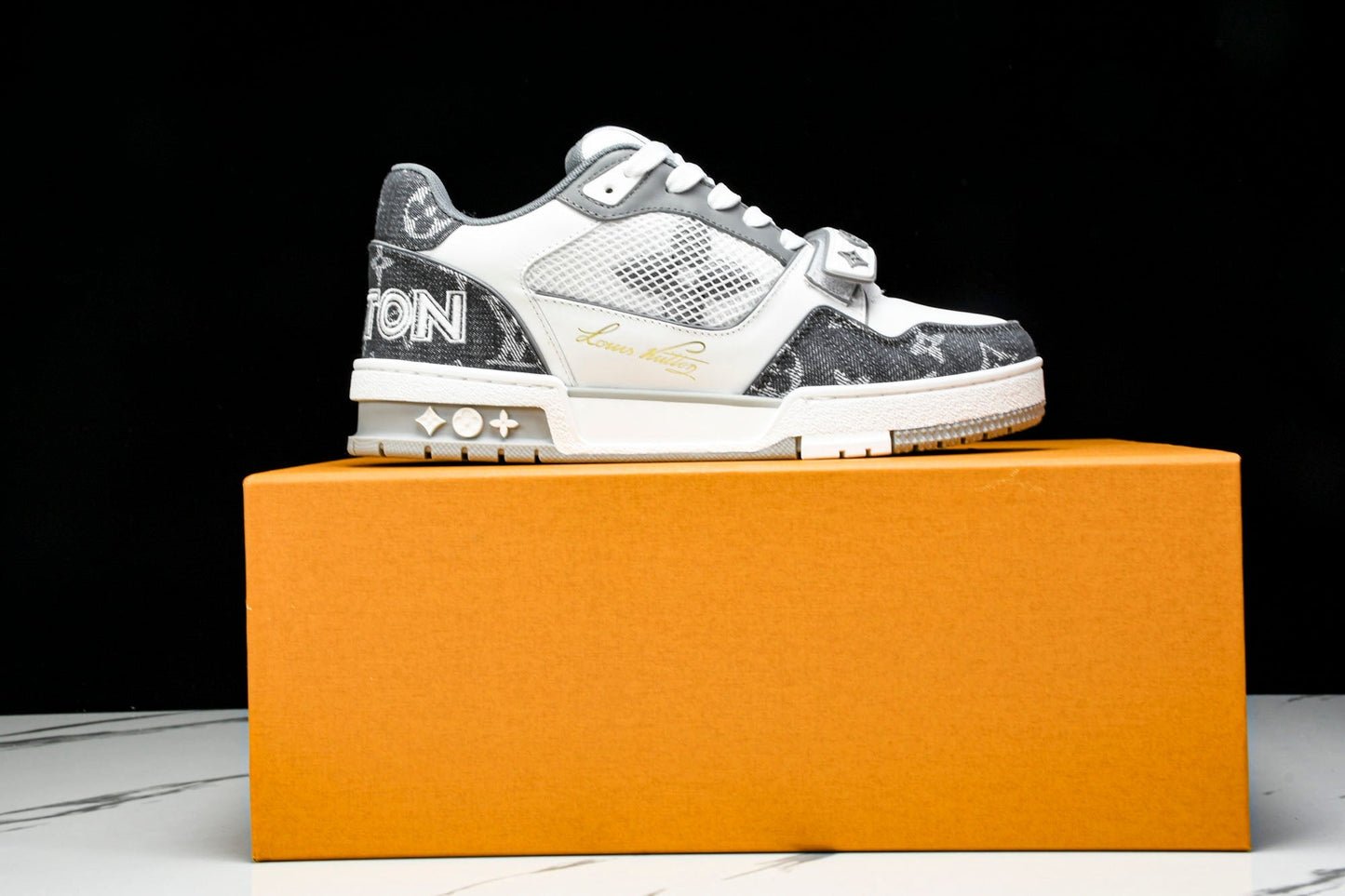 Louis Vuittоп Trainer Low Velcro Strap 'Monogram Denim Grey'