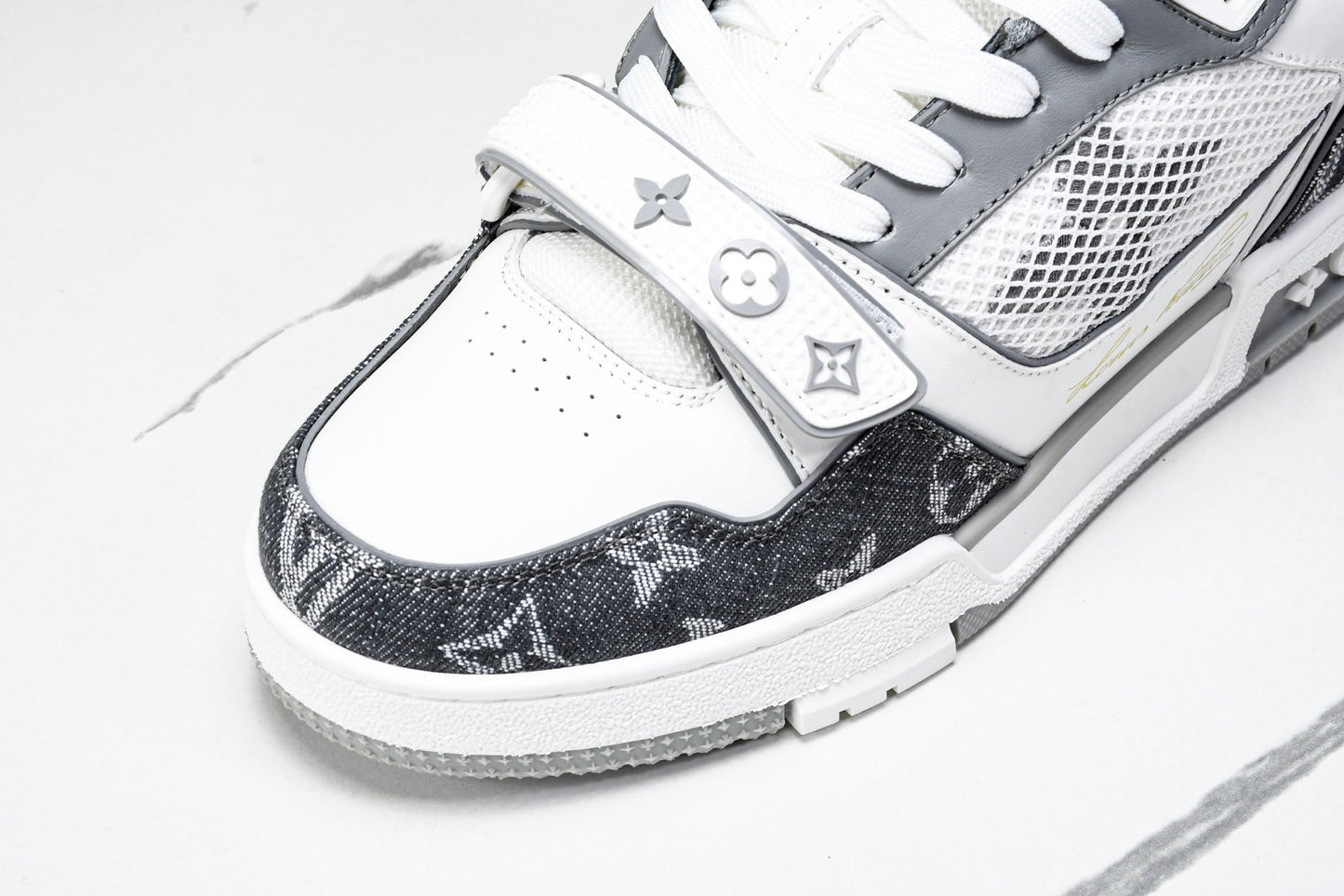 Louis Vuittоп Trainer Low Velcro Strap 'Monogram Denim Grey'