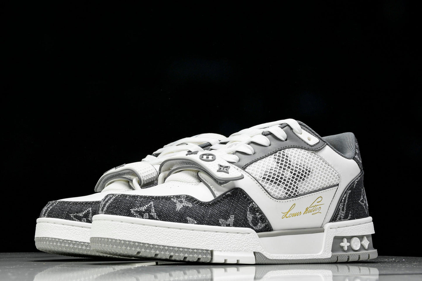 Louis Vuittоп Trainer Low Velcro Strap 'Monogram Denim Grey'