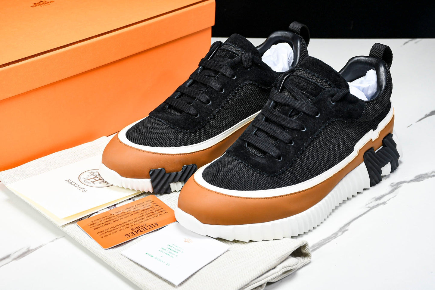 Нermès Bouncing Sneaker Panelled 'Noir Marron Blanc'