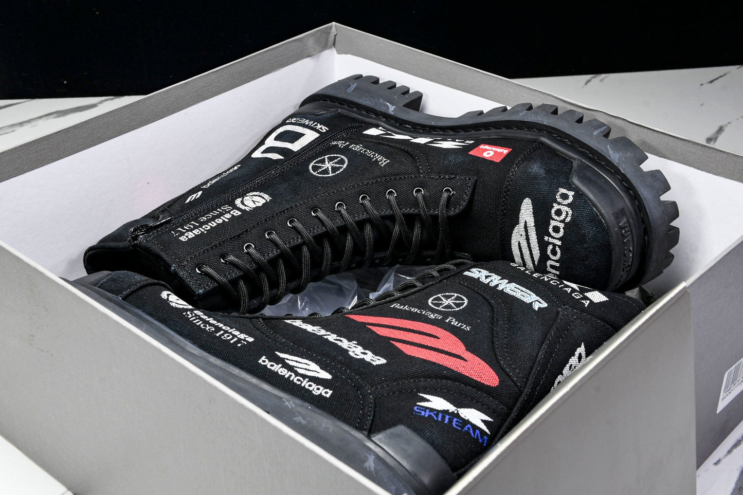 Вalenciaga Combat Strike Boot 'Black Logos'