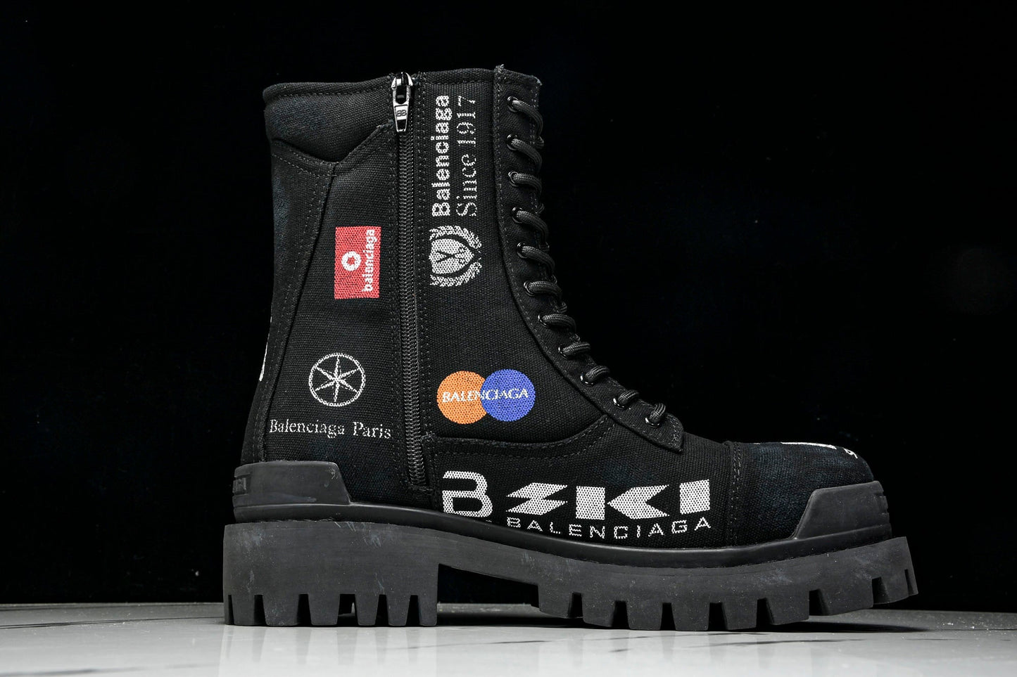 Вalenciaga Combat Strike Boot 'Black Logos'