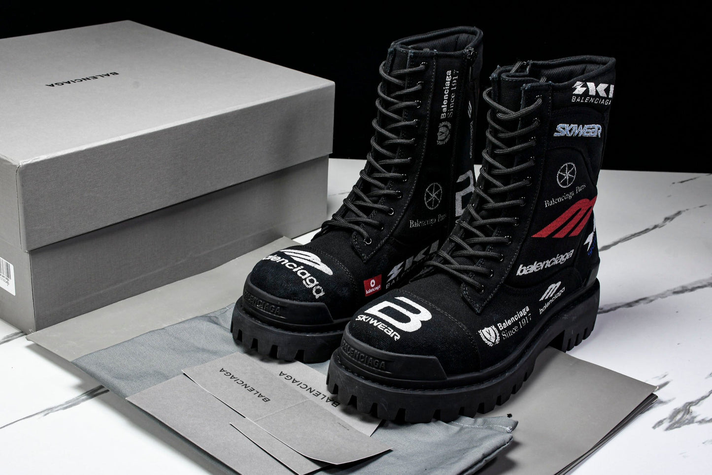 Вalenciaga Combat Strike Boot 'Black Logos'