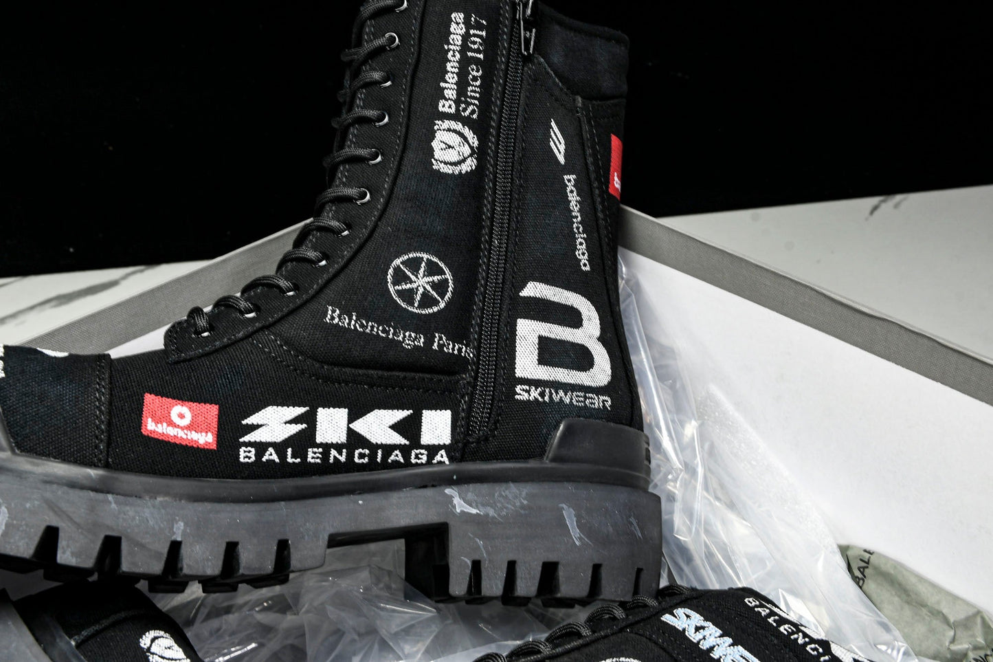 Вalenciaga Combat Strike Boot 'Black Logos'