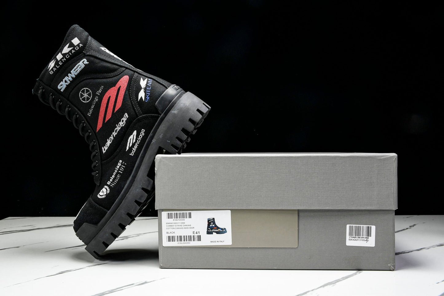 Вalenciaga Combat Strike Boot 'Black Logos'