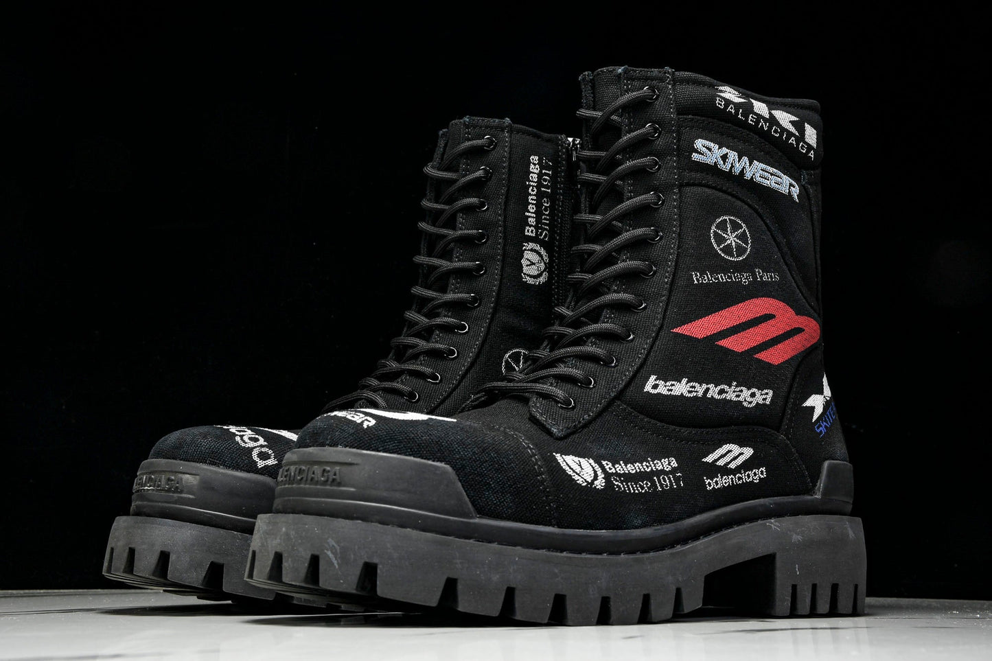 Вalenciaga Combat Strike Boot 'Black Logos'
