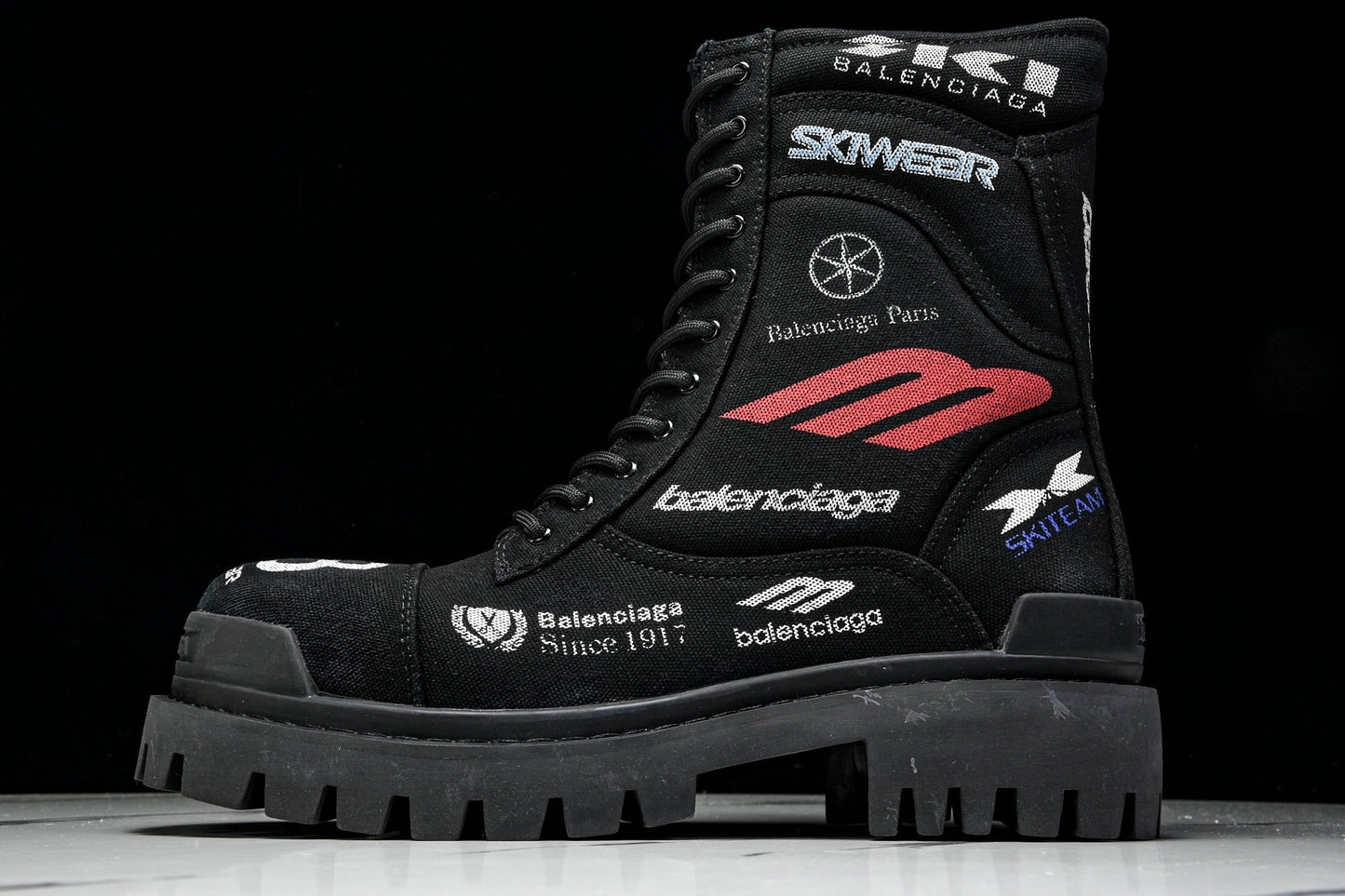 Вalenciaga Combat Strike Boot 'Black Logos'